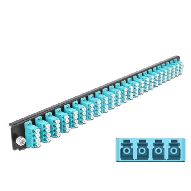 Delock 19″ Splice Box Front Panel 24 port LC Quad aqua