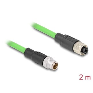 DeLOCK Delock M12 Cable X-coded 8 pin male to female PUR (TPU) 2 m
