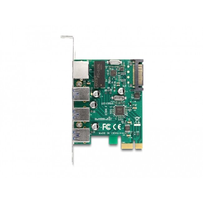 Delock PCI Express x1 Card to 3 x USB 5 Gbps Type-A female + 1 x Gigabit LAN
