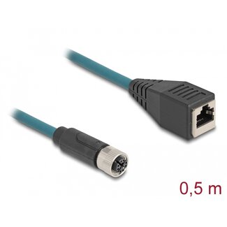DeLOCK Delock M12 Adapter Cable X-coded 8 pin female to RJ45 female 50 cm