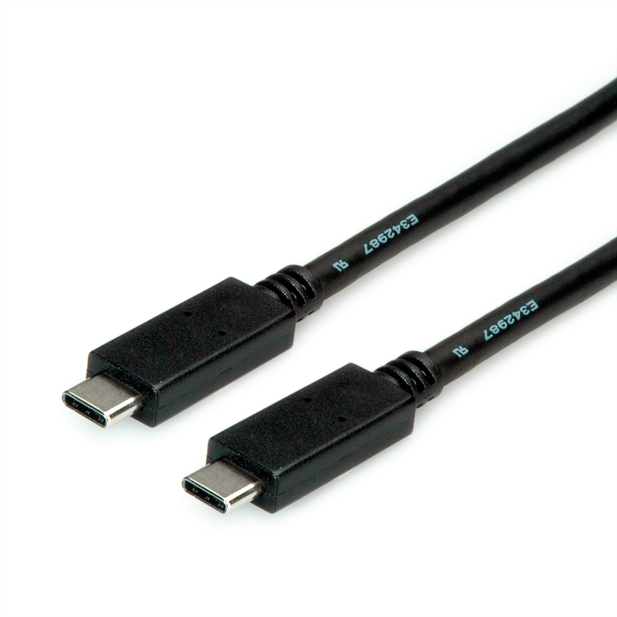 ROLINE USB 3.2 Gen 2 kabel, met PD (Power Delivery) 20V5A, Emark, C-C, M/M, zwart, 2m