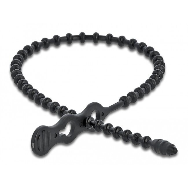Delock Beaded Cable Tie reusable L 210 x W 4.5 mm black 10 pieces