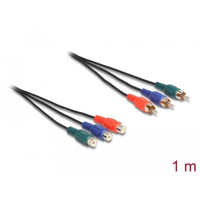 Delock RCA RGB Extension Cable 3 x male to 3 x female 1 m