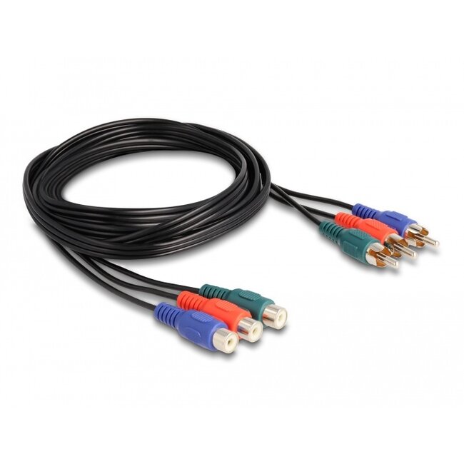Delock RCA RGB Extension Cable 3 x male to 3 x female 1 m