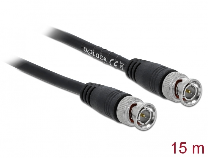 DeLOCK 80086. Lengte snoer: 15 m, Aansluiting 1: BNC, Aansluiting 2: BNC. Aantal per verpakking: 1 stuk(s)
