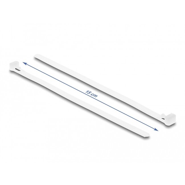 Delock Cable ties reusable L 150 x W 7.2 mm 100 pieces white