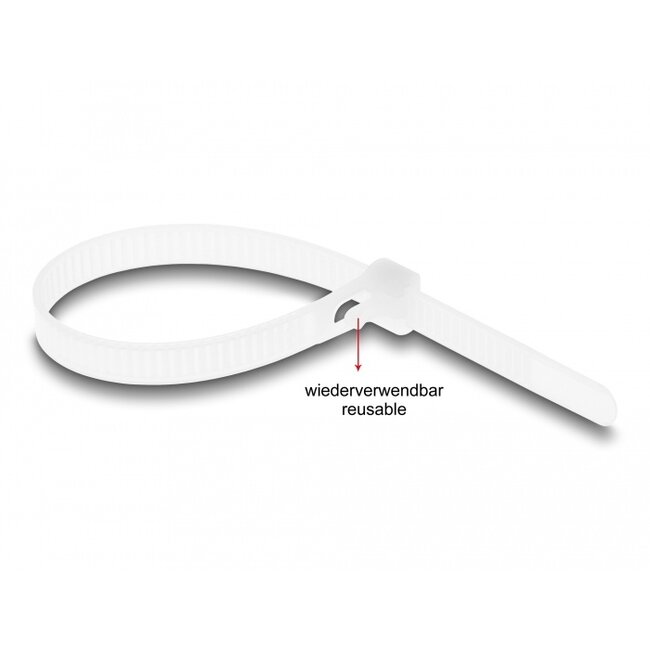 Delock Cable ties reusable L 150 x W 7.2 mm 100 pieces white