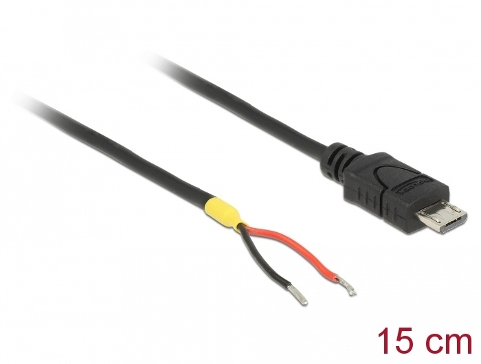 DeLOCK 0.15m, USB2.0 Micro-B. Lengte snoer: 0,15 m, Aansluiting 1: Micro-USB B, USB-versie: USB 2.0, Kleur van het product: Zwart