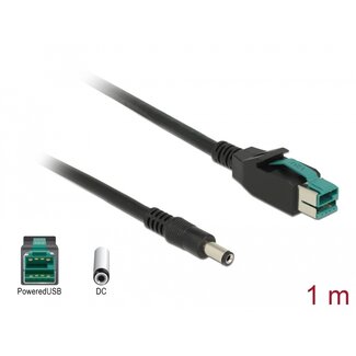 DeLOCK Delock PoweredUSB cable male 12 V > DC 5.5 x 2.1 mm male 1 m for POS printers and terminals