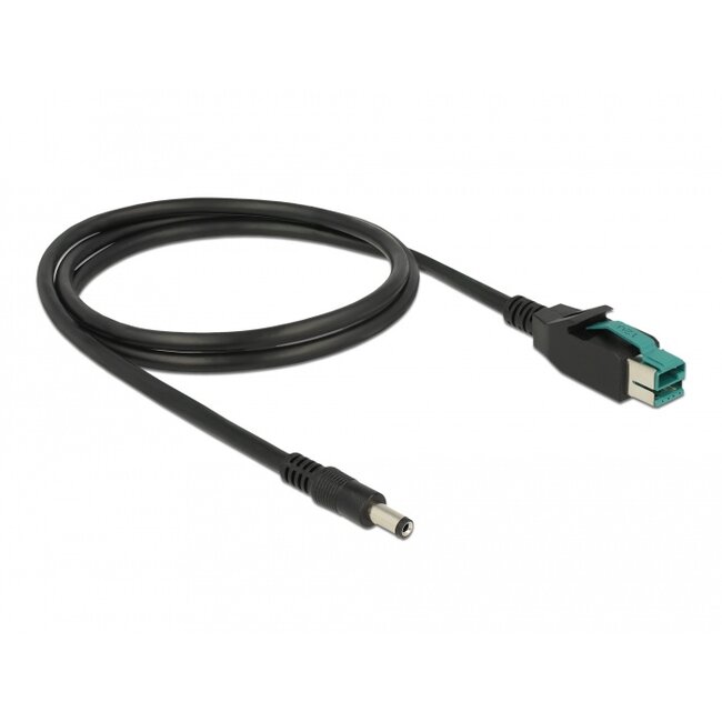 Delock PoweredUSB cable male 12 V > DC 5.5 x 2.1 mm male 1 m for POS printers and terminals