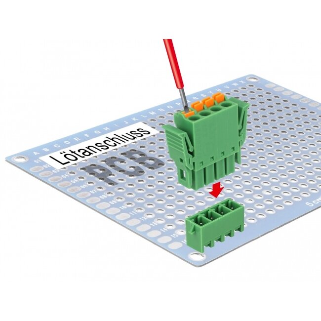 Delock Terminal block set for PCB 4 pin 3.81 mm pitch vertical