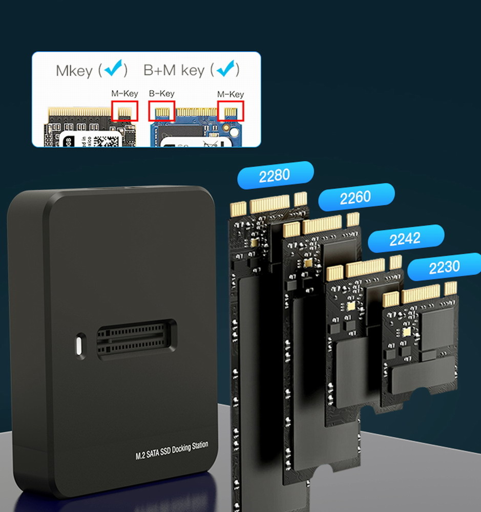 Desktop USB Type-C M.2 SATA&NVME SSD drive docking station, black |