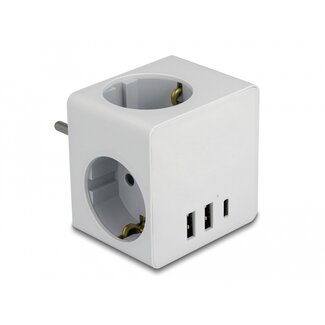 DeLOCK Delock Multi Socket Cube 3-way with childproof lock and USB charger white