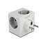 Delock Multi Socket Cube 3-way with childproof lock and USB charger white
