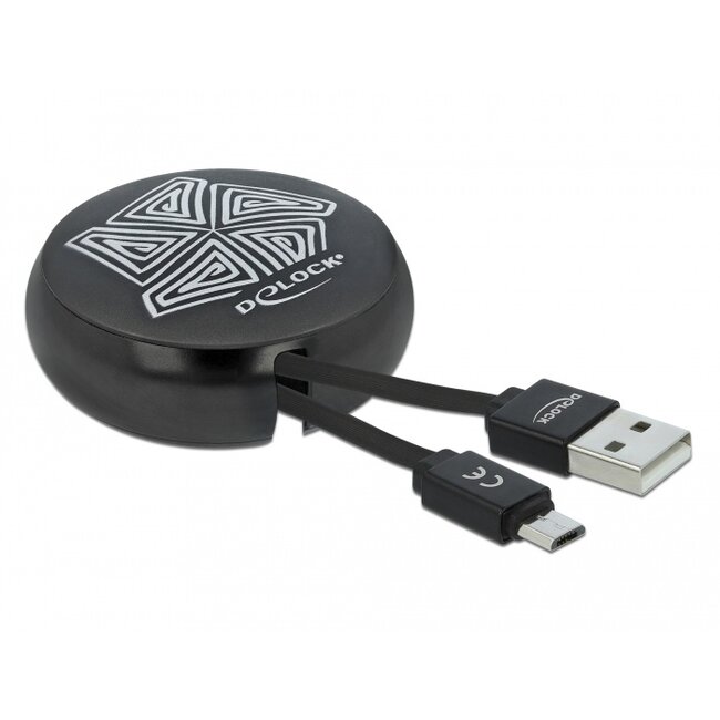 Delock USB Retractable Cable Type-A to Micro-B black