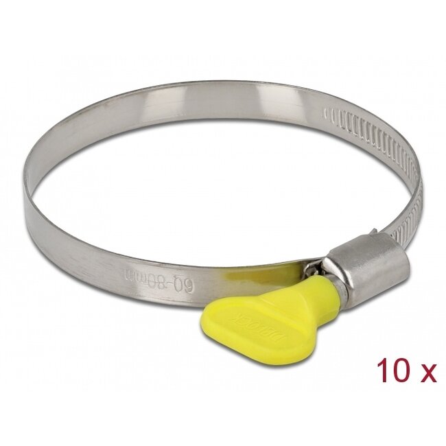 Delock Butterfly Hose Clamp 60 - 80 mm 10 pieces yellow