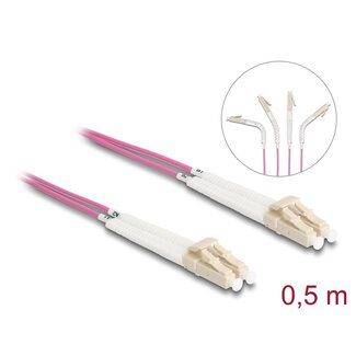 DeLOCK Delock Optical Fiber Cable LC Duplex to LC Duplex Multi-mode OM4 angled 0.5 m