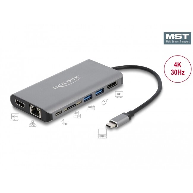 Delock USB Type-C™ Docking Station 4K - HDMI / DP / USB / SD / LAN / PD 3.0