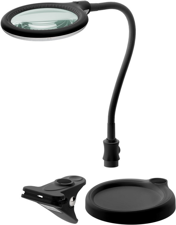 Goobay LED Magnifying Lamp with Base and Clamp, 6 W, black |