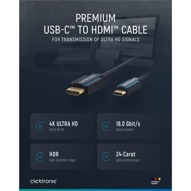 Clicktronic USB-C™ to HDMI™ Adapter Cable 2 m