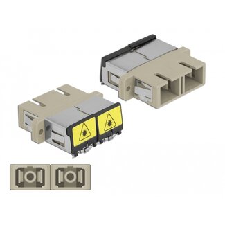 DeLOCK Delock Optical Fiber Coupler with laser protection flip SC Duplex female to SC Duplex female Multi-mode beige