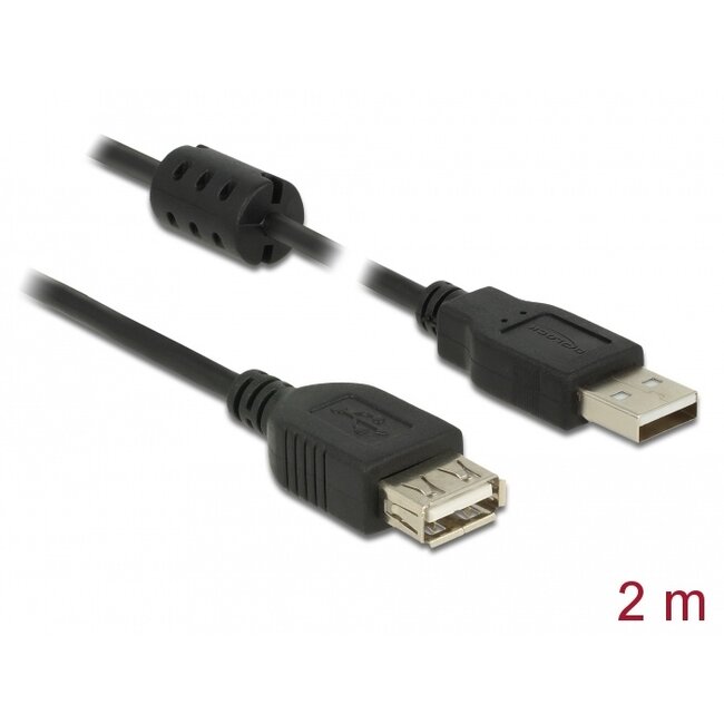 Delock Extension cable USB 2.0 Type-A male > USB 2.0 Type-A female 2.0 m black