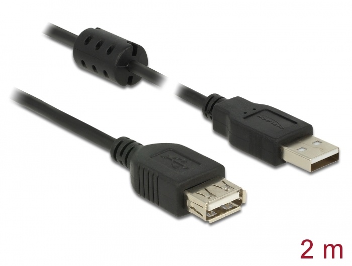 DeLOCK 2m, 2xUSB 2.0-A USB-kabel USB 2.0 USB A Zwart