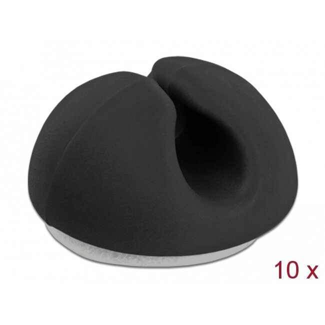 Delock Cable Holder Mini self-adhesive Set 10 pieces black