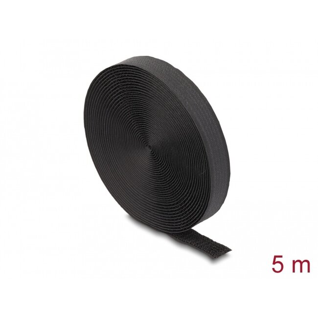 Delock Hook-and-Loop tape on roll with strap L 5 m x W 20 mm black