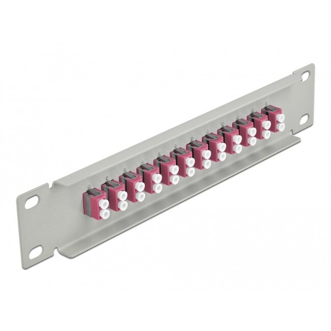 Delock 10″ Fiber Optic Patch Panel 12 Port LC Duplex violet 1U grey