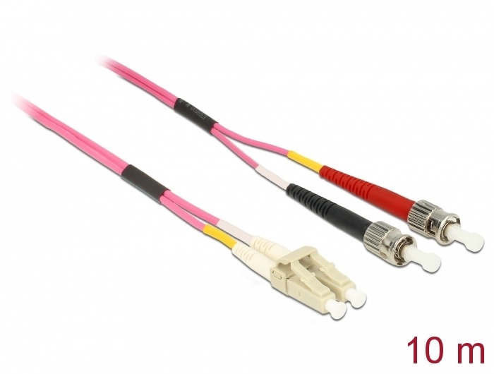 DeLOCK LC - ST, 10m. Snoerlengte: 10 m, Aansluiting 1: LC, Aansluiting 2: ST, Kern diameter: 50 µm, Full duplex