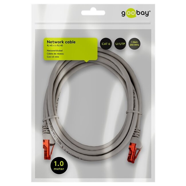 Goobay CAT 6 Patch Cable, U/UTP, grey 1 m