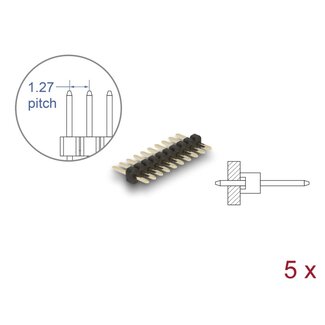 DeLOCK Delock Pin header 10 pin, pitch 1.27 mm, 1-row, straight, 5 pieces