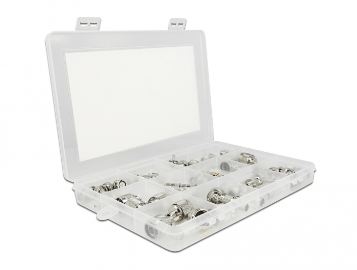 DeLOCK 66810. Kleur van het product: Zilver, Geslacht connector: Mannelijk/Vrouwelijk, Materiaal: Geelkoper. Breedte: 265 mm, Diepte: 180 mm, Hoogte: 30 mm. Aantal per verpakking: