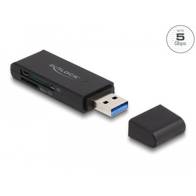 Delock Card Reader SuperSpeed USB 5 Gbps for SD and Micro SD memory cards