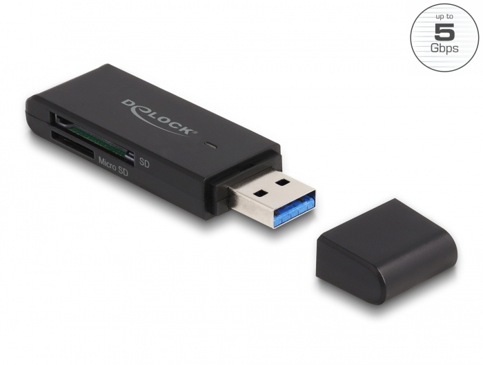 Delock Card Reader SuperSpeed USB 5 Gbps for SD and Micro SD memory cards |