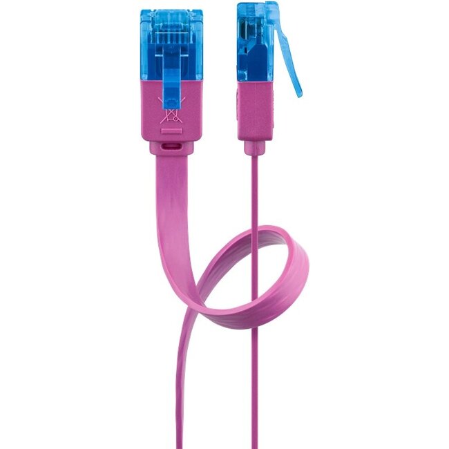 Goobay CAT 6A Flat Patch Cable U/UTP, magenta 2 m