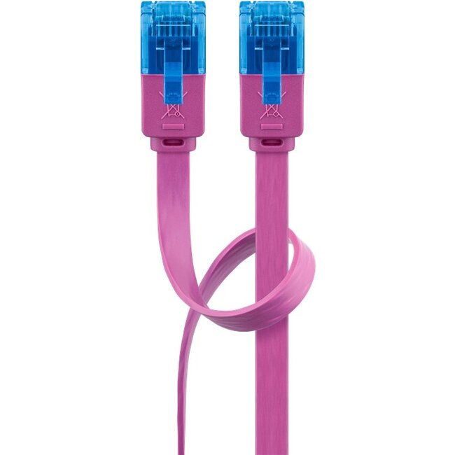 Goobay CAT 6A Flat Patch Cable U/UTP, magenta 2 m