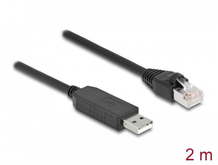 DeLOCK 64161. Snoerlengte: 2 m, Aansluiting 1: RJ-45, Aansluiting 2: USB 2.0 Type-A