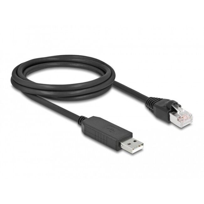 Delock Serial Connection Cable with FTDI chipset, USB 2.0 Type-A male to RS-232 RJ45 male 2 m black