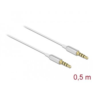 DeLOCK Delock Stereo Jack Cable 3.5 mm 4 pin male to male Ultra Slim 0.5 m white