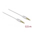 Delock Stereo Jack Cable 3.5 mm 4 pin male to male Ultra Slim 0.5 m white