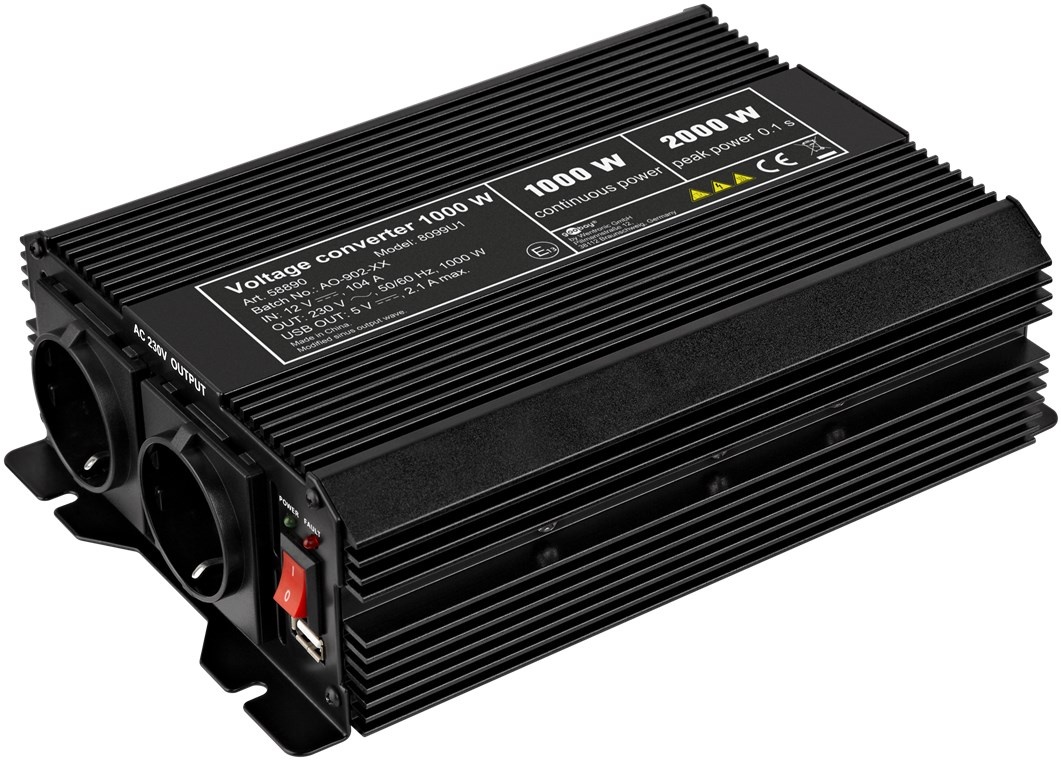 Pro Voltage converter 1.000 W black - converts 12 V D