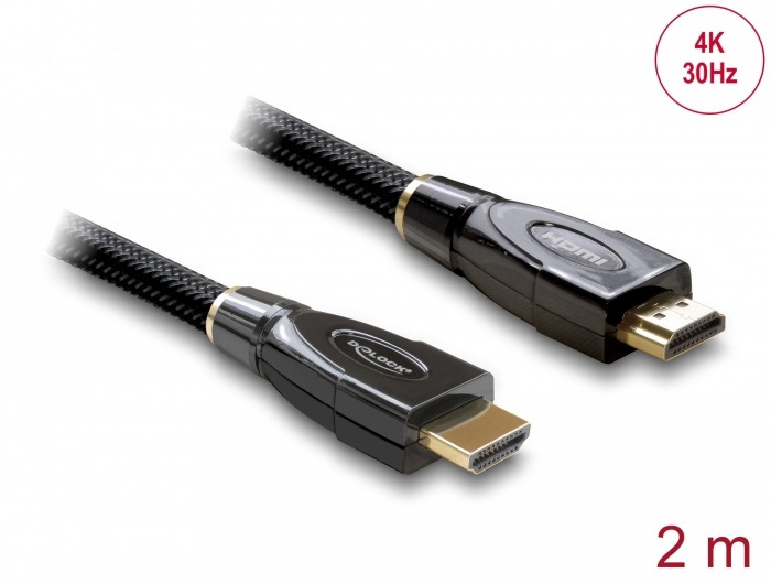 DeLOCK 2m HDMI AM/AM. Lengte snoer: 2 m, Aansluiting 1: HDMI Type A (Standard), Aansluiting 2: HDMI Type A (Standard), Contact geleider materiaal: Goud, Overdrachtssnelheid: 10,2 G