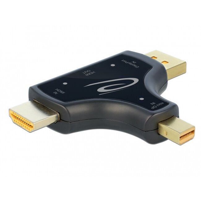 Delock 3 in 1 Monitor Adapter with HDMI / DisplayPort / mini DisplayPort in to HDMI out with 4K 60 Hz