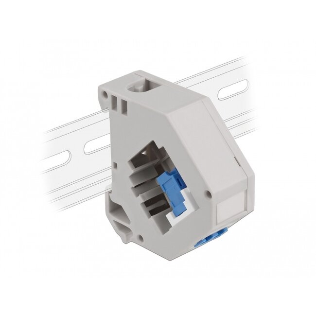 Delock DIN rail Adapter with Keystone LC Duplex female to LC Duplex female blue