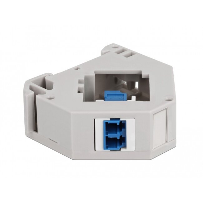 Delock DIN rail Adapter with Keystone LC Duplex female to LC Duplex female blue
