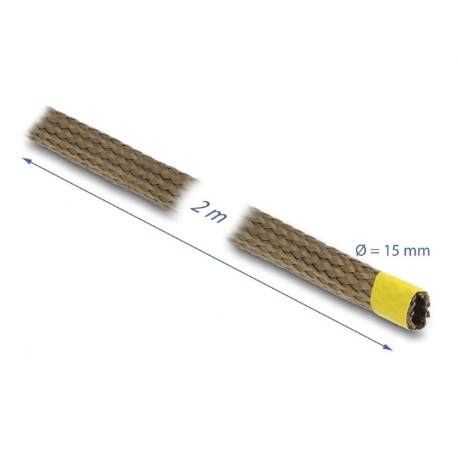 Delock Braided Sleeve made of basalt fibers 2 m x 15 mm brown