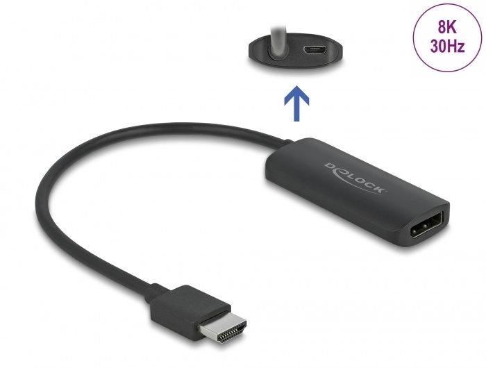 DeLOCK 64213 video kabel adapter 0,18 m HDMI Type A (Standaard) DisplayPort + Micro-USB Zwart