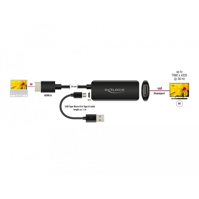 Delock Adapter HDMI-A male to DisplayPort female 8K